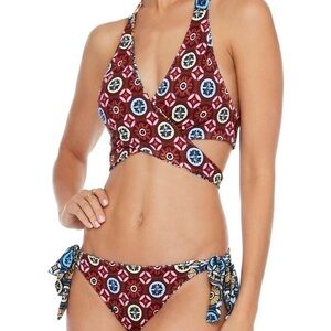 NWT Derek Lam reversible print bikini top and bottom size L swimsuit